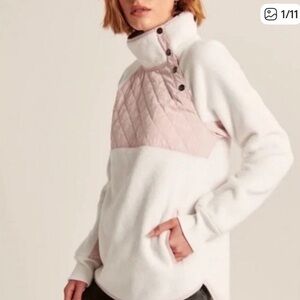 Abercrombie & Fitch Pink and White Cowl Neck Sweater